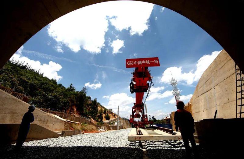 The track-laying construction site.